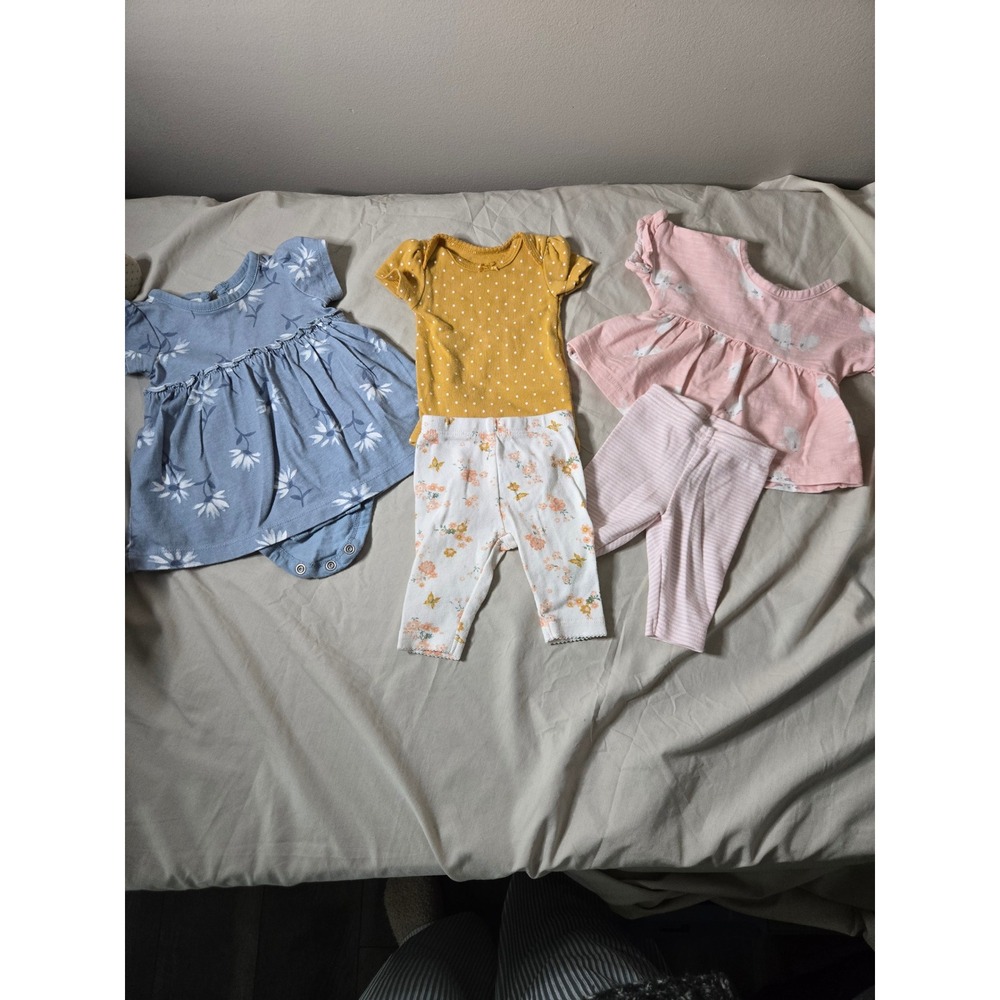 Carters Baby Girl Newborn Outfit Lot Floral Polka Dot Bunny‎ 3 Sets